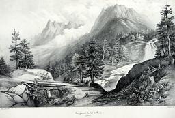 Vue générale du val de Géret : Pyrénées Languedoc / A. Joly sculp. 1833. Pl. 211 | Joly, Alexis-Victor - dessinateur. Illustrateur